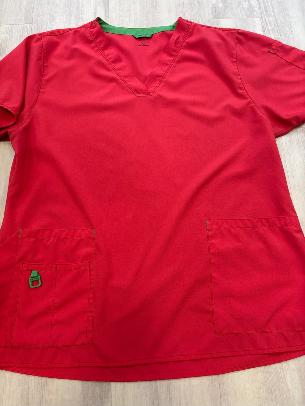 Carhartt Scrub Set Top & Pants adjustable waist Fushia with Green Trim XLarge - Picture 7 of 13
